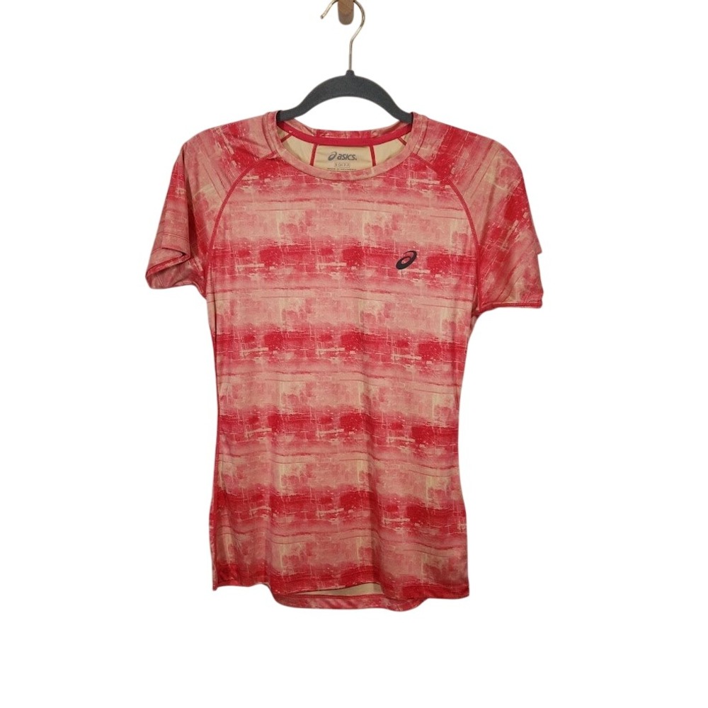 Asics Women's Running Short Sleeve T-Shirt Athletic Top Pink Patterned - XS